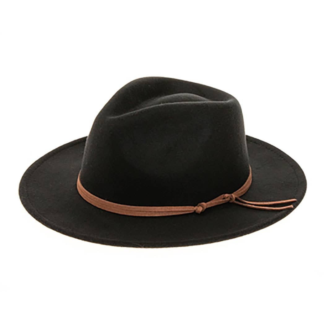 AdornWise – Fedora - Mulher por atacado – Chapéu Fedora de Feltro Vegan com Faixa de Camurça com Nó6
