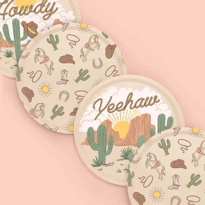Petit Fetti - Wholesale Disposable Plate - Western Rodeo Birthday Party Plates, Decorations, 24 count