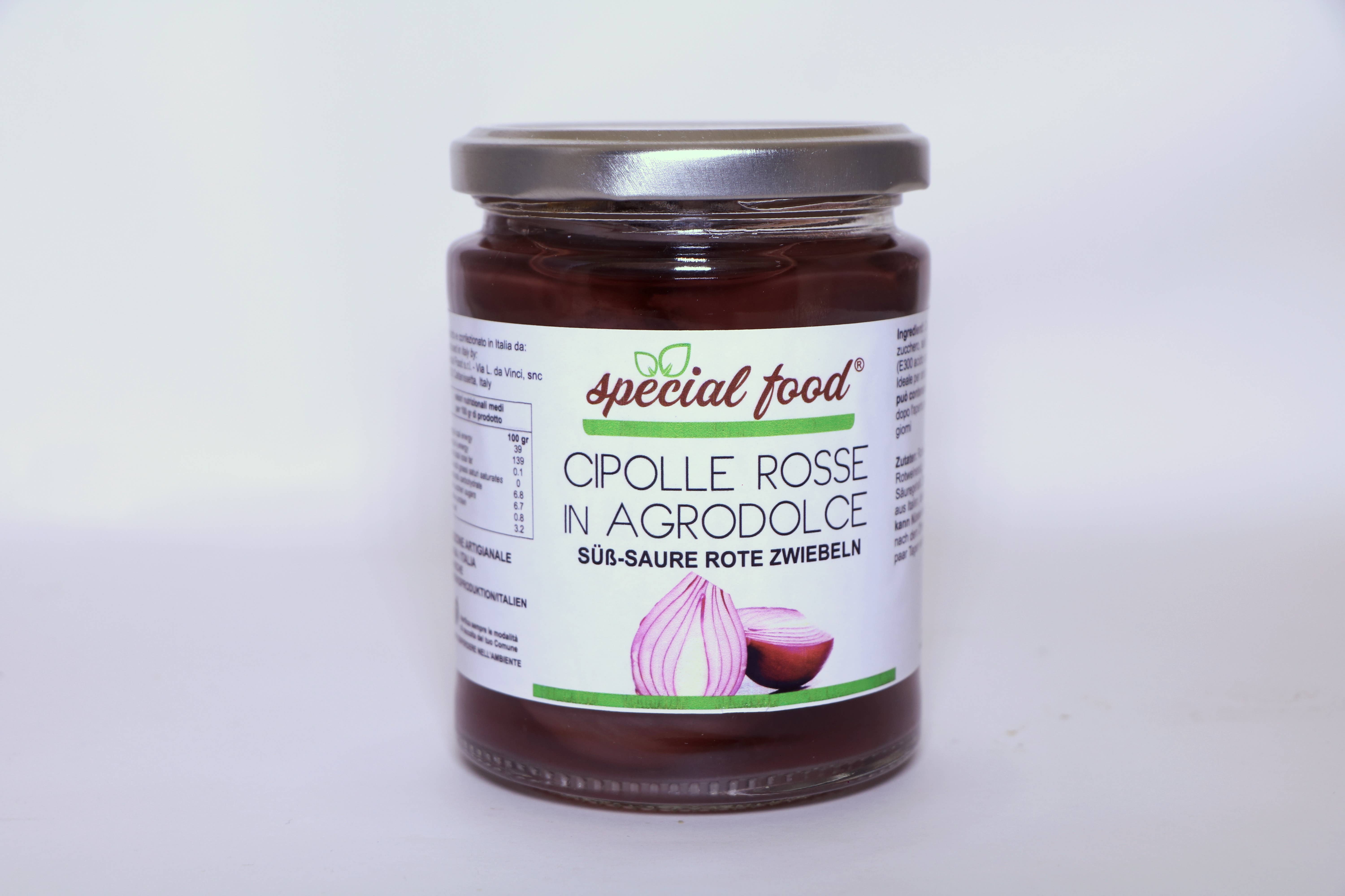 SPECIAL FOOD SRL. - Wholesale Pickled Vegetables - SWEET AND SOUR RED ONIONS 280 GR