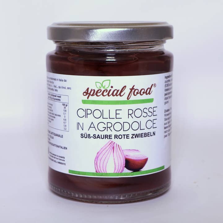 SPECIAL FOOD SRL. - Wholesale Pickled Vegetables - SWEET AND SOUR RED ONIONS 280 GR0