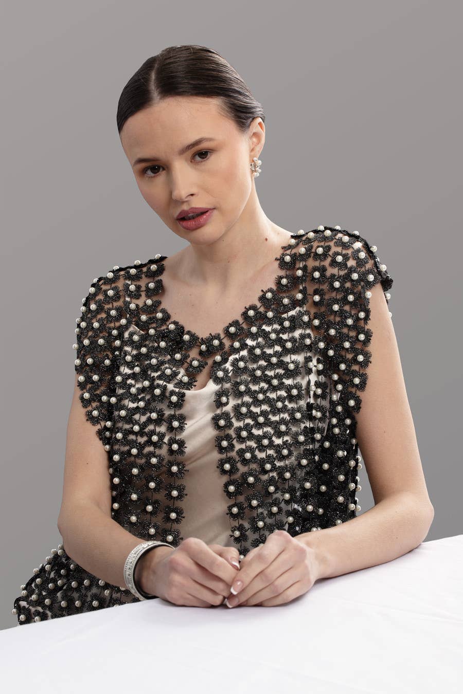 SAACHI - Wholesale Blouse - Women's - Floral Shell Pearl Capelet16