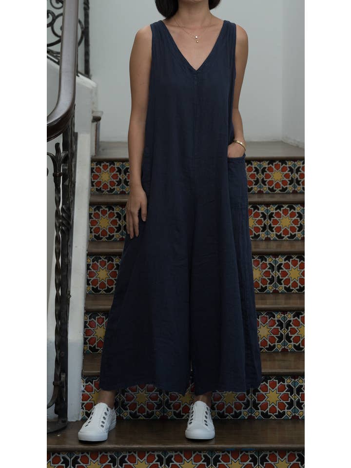 Merci Marie - Wholesale Jumpsuit - Women's - Linen Racer Back Jumper #197124