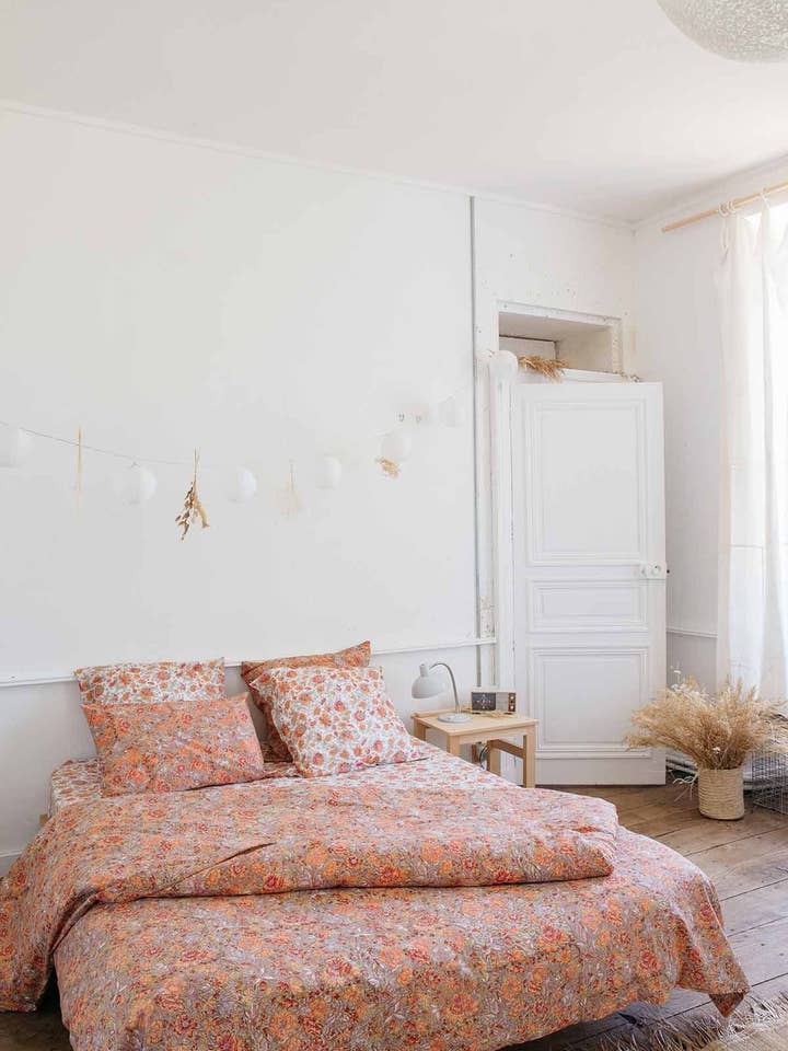 Noemie duvet cover - Bedding - flowers - orange for wholesale by Louise Misha