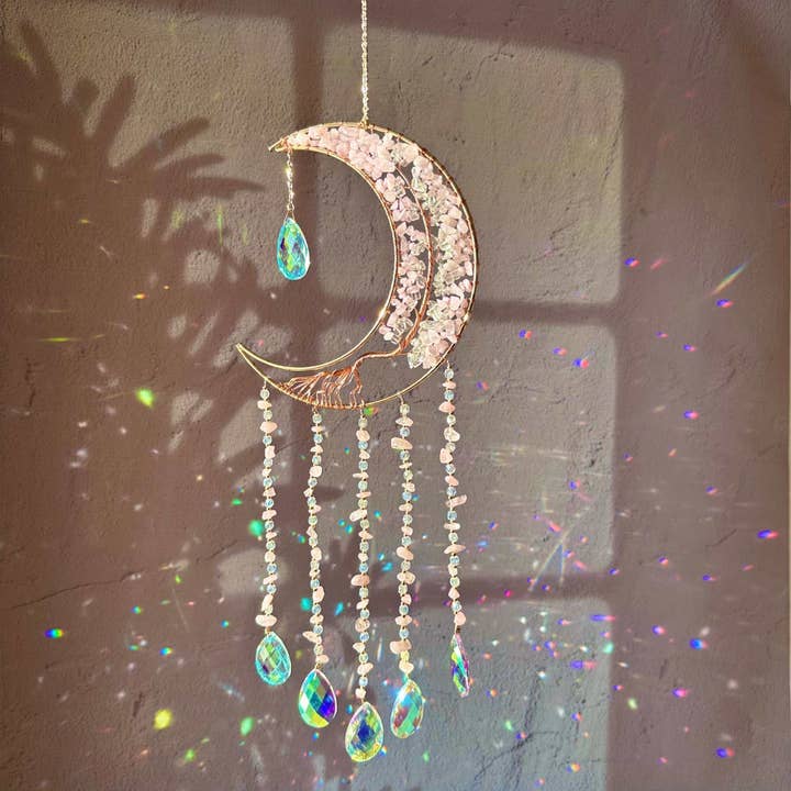 LilAryenne | Jewelry & Suncatchers (Import Fees Covered) - Wholesale Suncatcher - Moon Crystal Suncatcher - Rose Quartz, Red Agate, Amethyst4