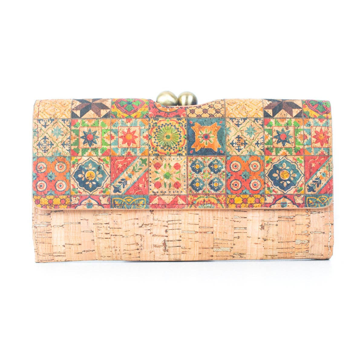 Meninas Bonitas Cork - Vente Portefeuille – femme - Portefeuille femme en liège naturel avec fermoir en laiton ancien0