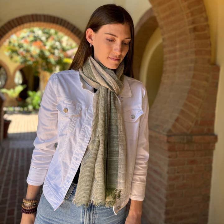 Humble Hilo - Wholesale Scarf - Women's - Humble Hilo Loomed Cotton Blend Scarf Woven Stripes32