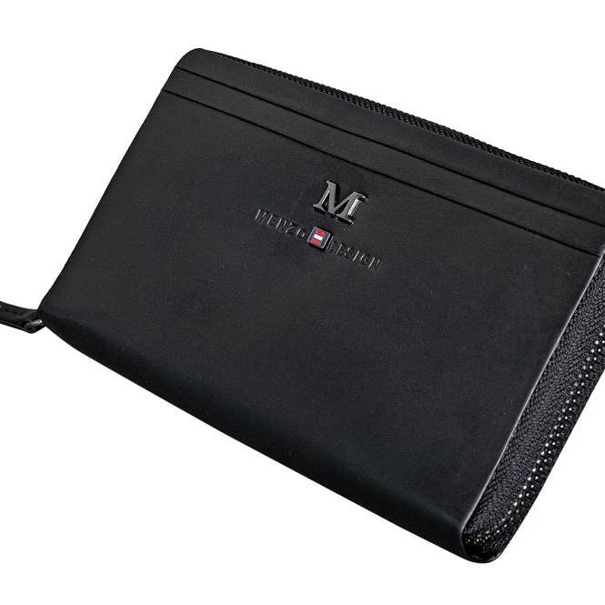 Carteira feminina Menzo 7034 preta em couro napa por atacado de Menzo