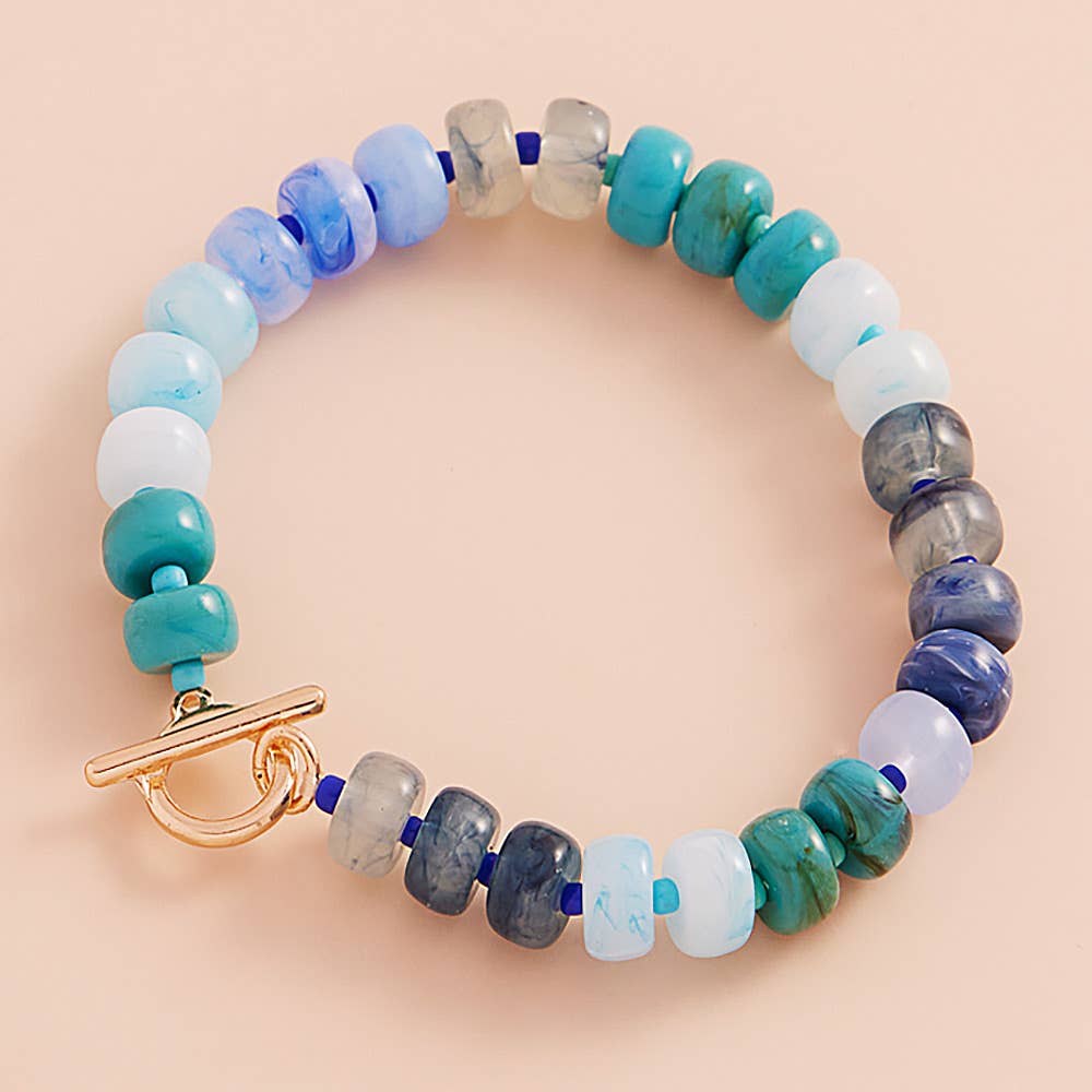 Sensibling Corp. - Wholesale Beaded Bracelet - Ombre Flat Round Shaped Beads Stretch Bracelet
0