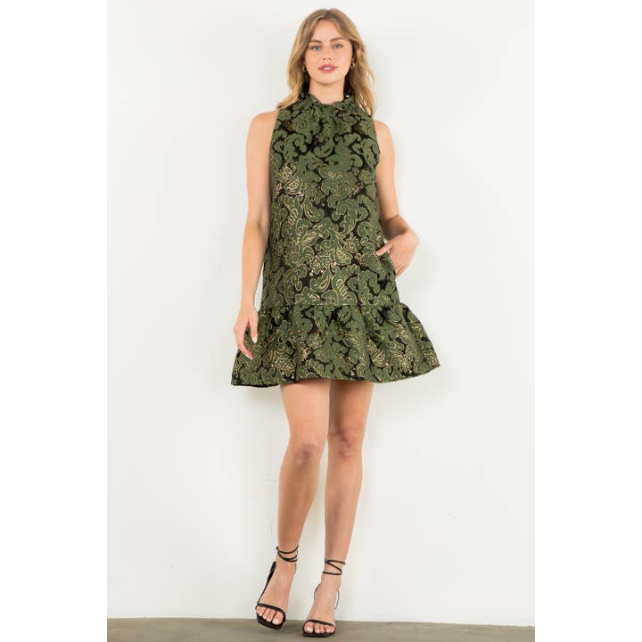 BLACK Sleeveless Textured Print Dress for wholesale on Faire