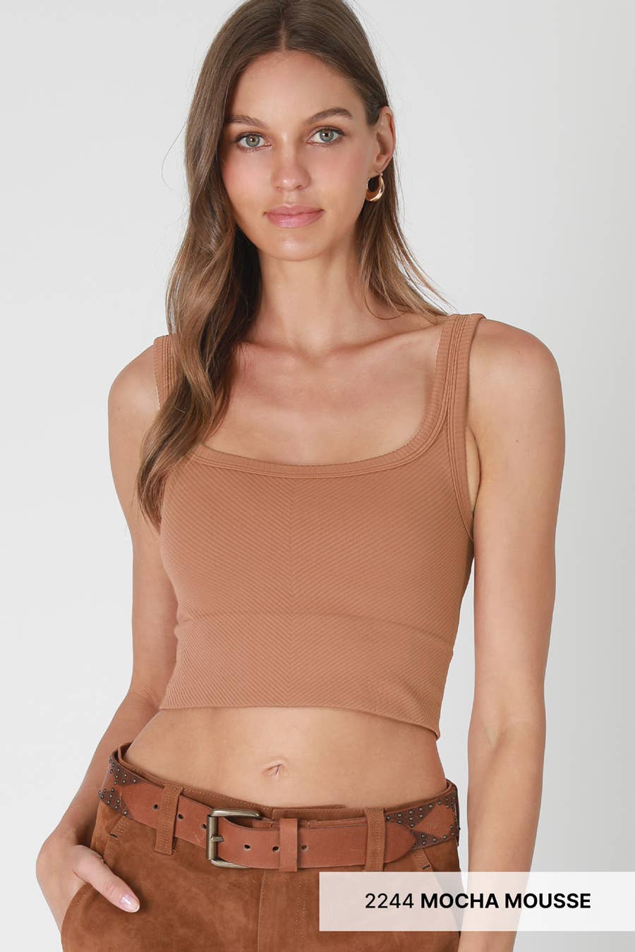 NIKIBIKI - Wholesale Knit Top - Women's - NS7801 - Chevron Ribbed Crop Top0