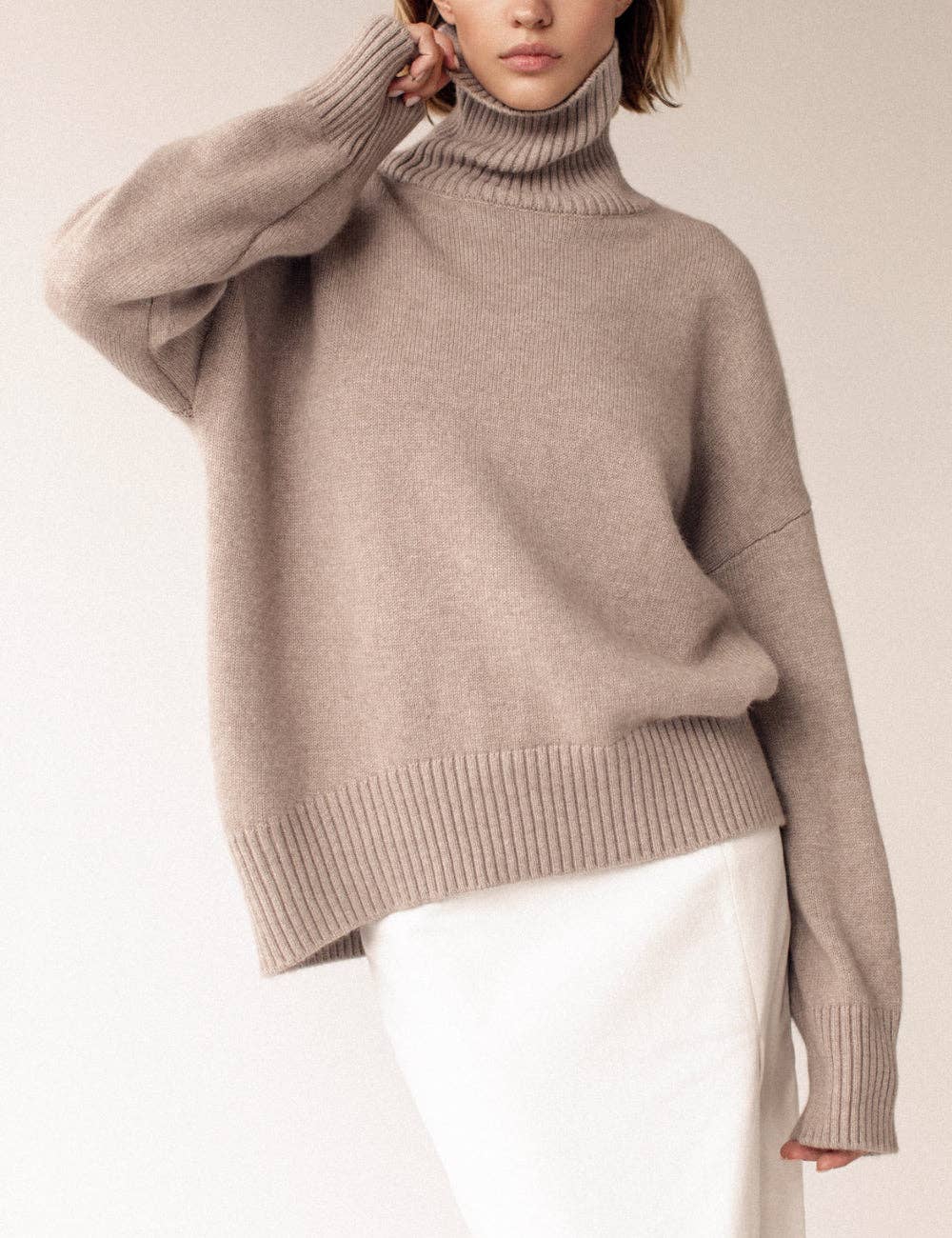 Sweetkama - Wholesale Pullover-trui - Dames - Dames trui met col van effen kleur, gebreid model W0032