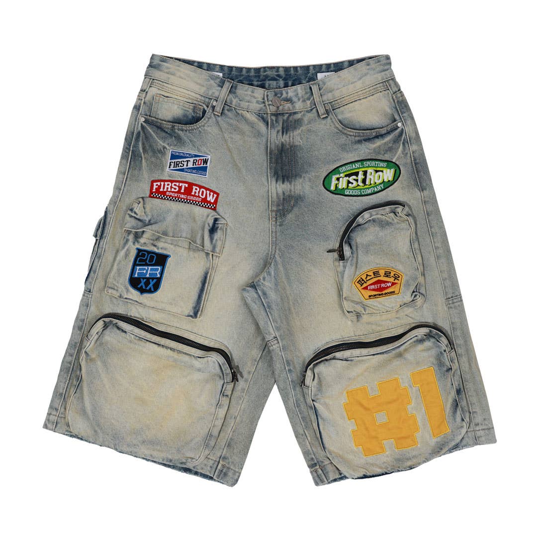 Light Stone Tint PATCHES MULTI CARGO JORTS for wholesale on Faire
