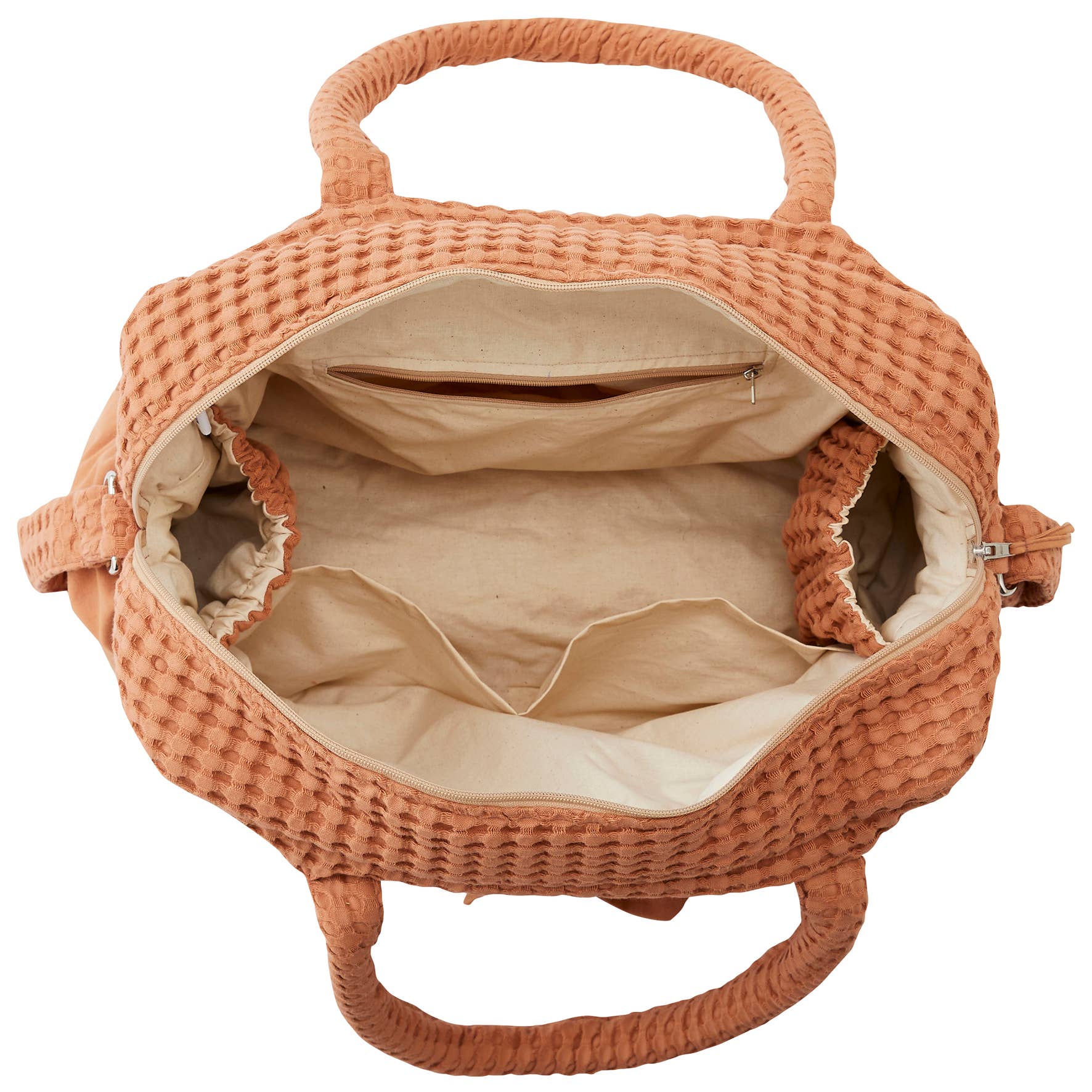 BB&Co – Großhandel Wickeltasche – Baby – Geprägte Wickeltasche aus Baumwolle – Latté5