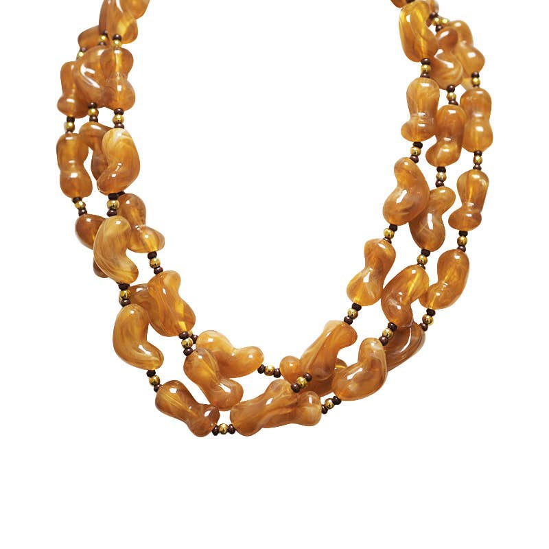 AMORINO SRL - Wholesale Beaded/Pearl Necklace - THREE-STRAND PLASTIC BEAD NECKLACE - YNK241504B7271