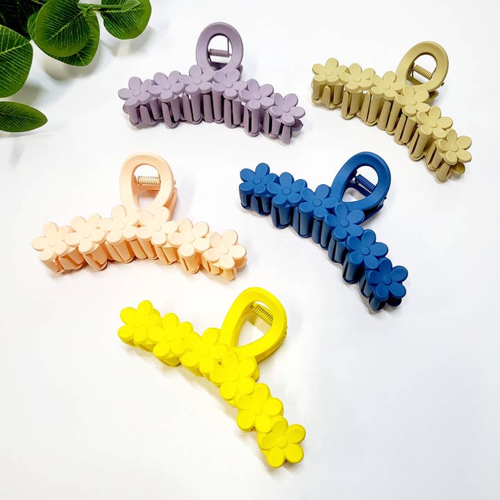 Matte Color Flower Hair Claw Clip for wholesale on Faire