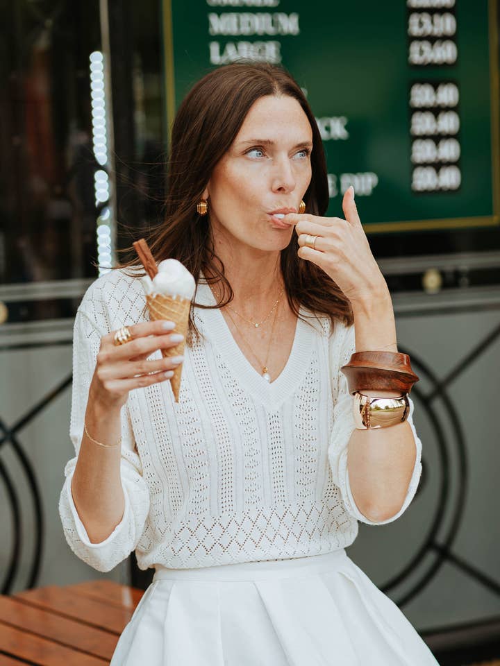 Camisola de Decote em V em Ponto Aberto por atacado de Brodie Cashmere