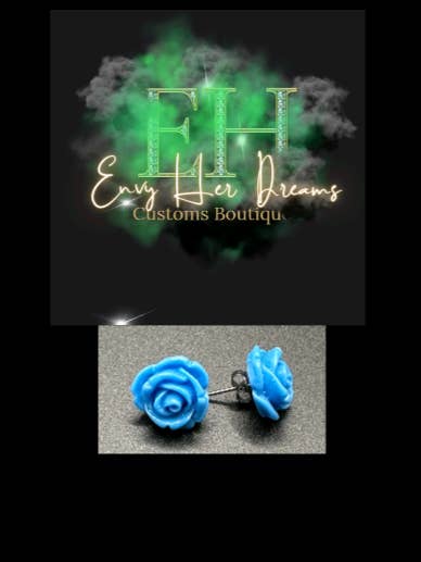 Rose Stud oorbellen in lichtblauw voor wholesale door Envy Her Dreams