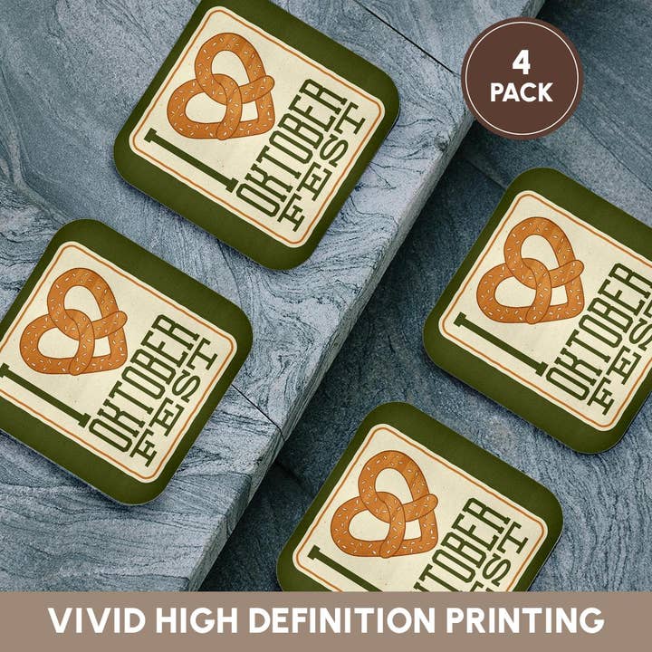 3dRose - Wholesale Coasters - 3dRose, I love Oktoberfest Pretzel, Coaster12