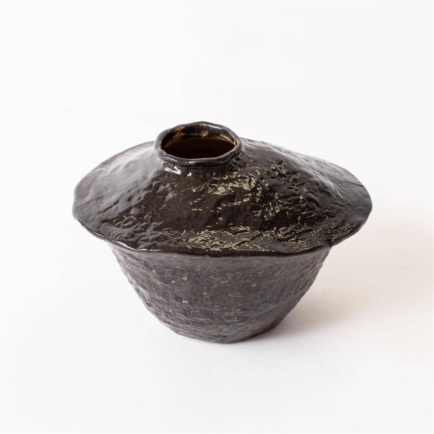 Audrey's Home & Gift - Wholesale Vase - Vase - Black Reactive Glaze Asymmetrical, Sm (Pk/03)2