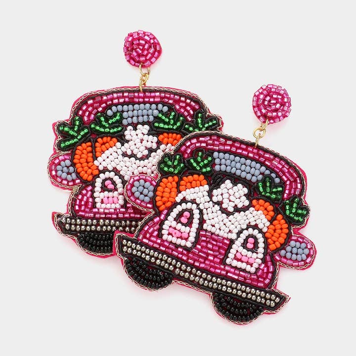 Orecchini pendenti in feltro con perline a forma di coniglietto pasquale e carota per la vendita all'ingrosso da parte di Sensibling Corp.