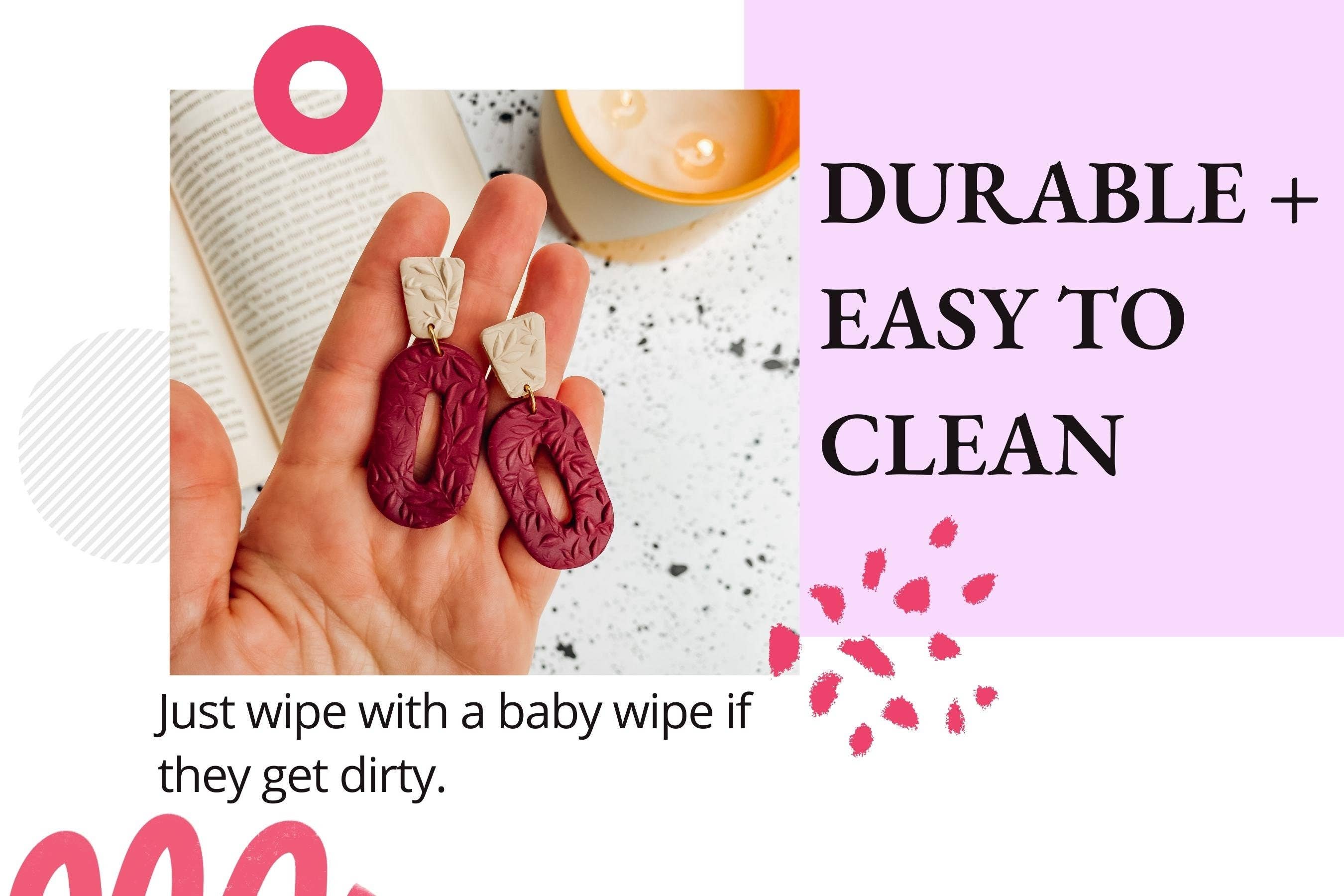 Lauren Likes Art - Wholesale Dangle Earrings - Jewel Tone Vintage Inspired Earring, Wine Polymer Clay Earri4