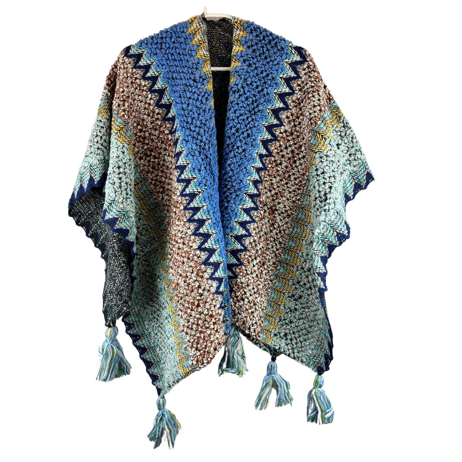 ZKY Wholesale - Venta al por mayor Poncho - Mujer - Chal étnico con flecos en forma de poncho, capa y cárdigan5