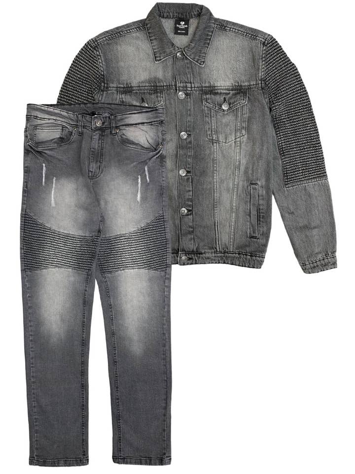 Royal Threads - Wholesale Suit Set - Men's - Men's Biker Denim Jean Suit Classic Fit 2-Piece Outfit2