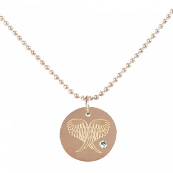 Collier avec disque - ailes d'ange sur chaîne rosé pour la vente par Style Republic - Carsten Maletz