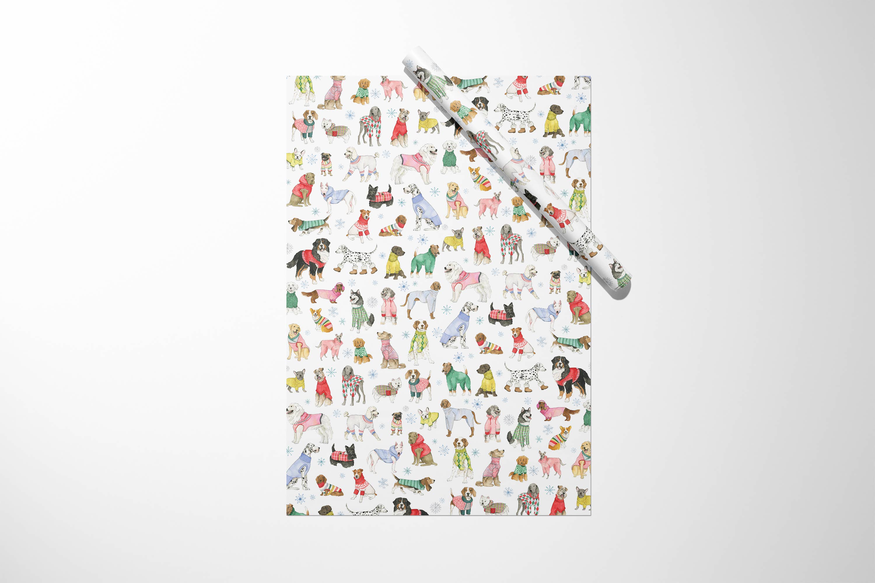 KelseyMDesigns - Wholesale Wrapping Paper Roll - Holiday Sweater Dogs Wrapping Paper - 3 Sheet Roll4