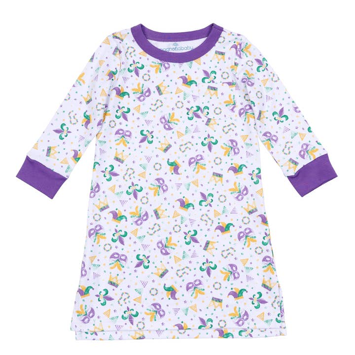 Mardi Gras Munchkins Long Sleeve Nightdress for wholesale by Magnolia Baby