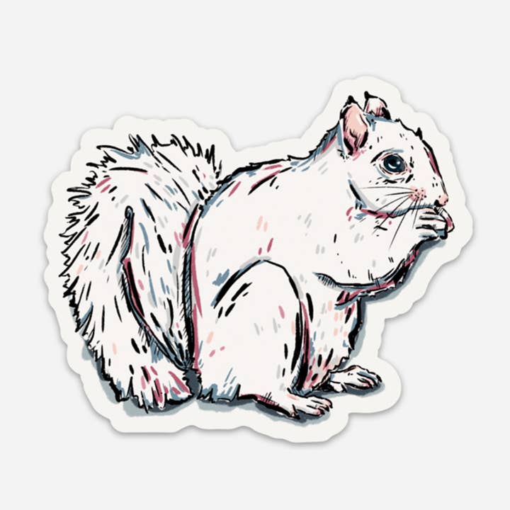 Hvid egern vinyl klistermærke for engroshandel hos Green Blanky Studio