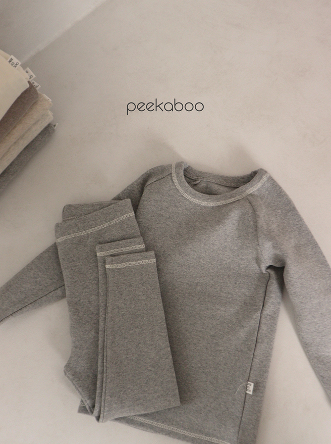 peekaboo - Wholesale Sleepwear Set - Kids - Kids Unisex Neutral Solid Color Long sleeves Pajama Set4