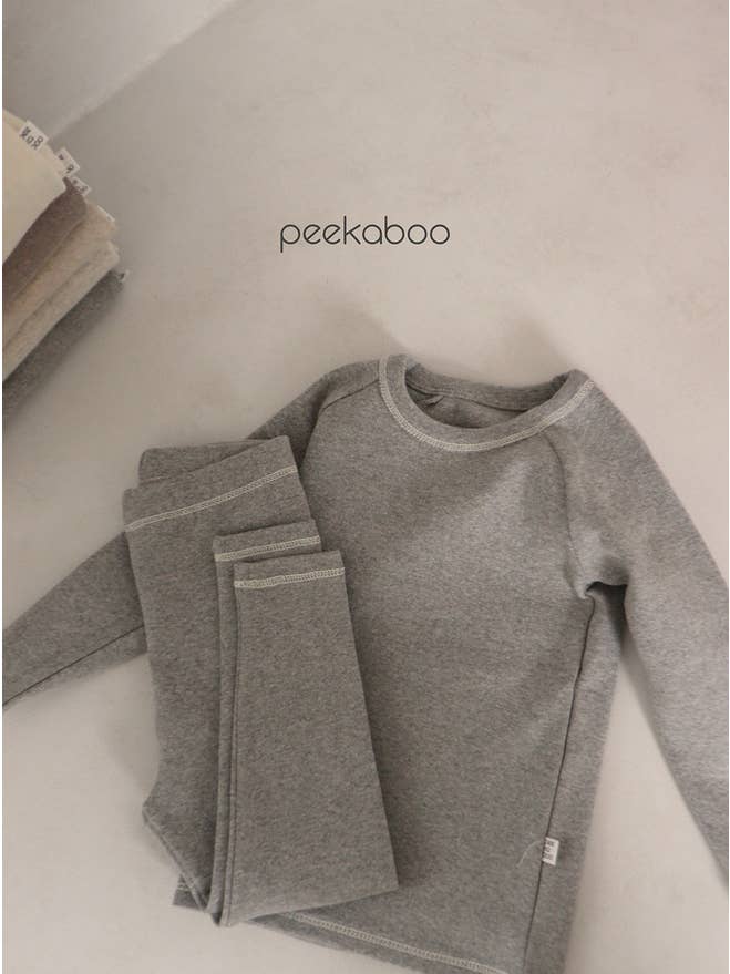 peekaboo - Wholesale Sleepwear Set - Kids - Kids Unisex Neutral Solid Color Long sleeves Pajama Set4