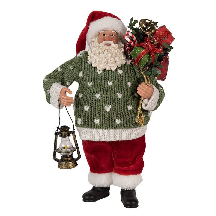 Clayre & Eef - Wholesale Decorative Figurine - 65592 Christmas Decoration Figurine Santa Claus 27 cm Green