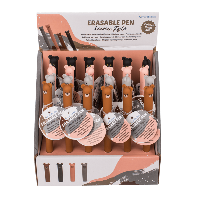 Out of the blue KG – Großhandel Stift – Radierbarer Stift, 14 cm, 4 Varianten, 24 Stück im Display1