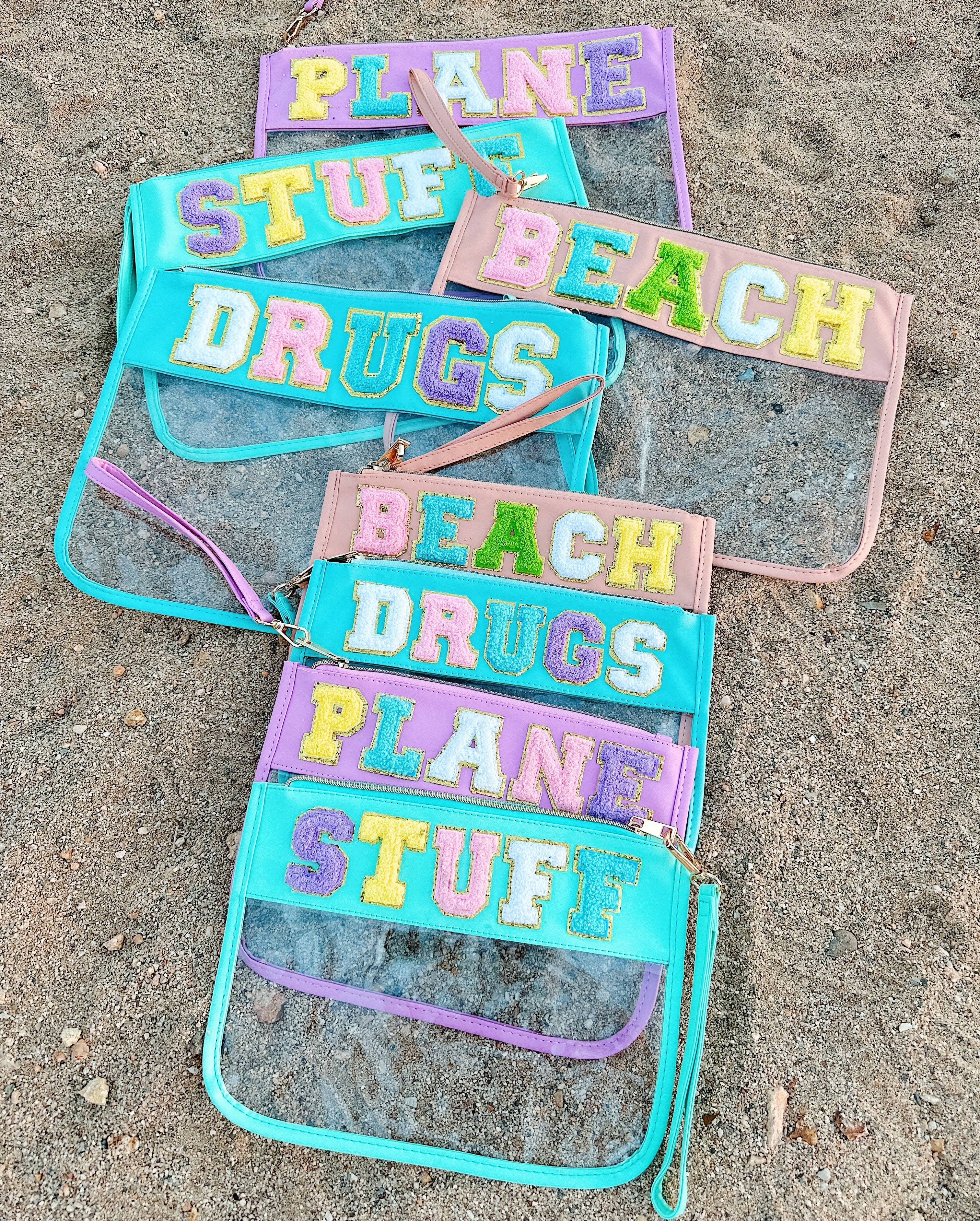 Zona Junkie - Wholesale Pouch - Women's - Chenille Letter Clear Organizer Bag - Extra Large1