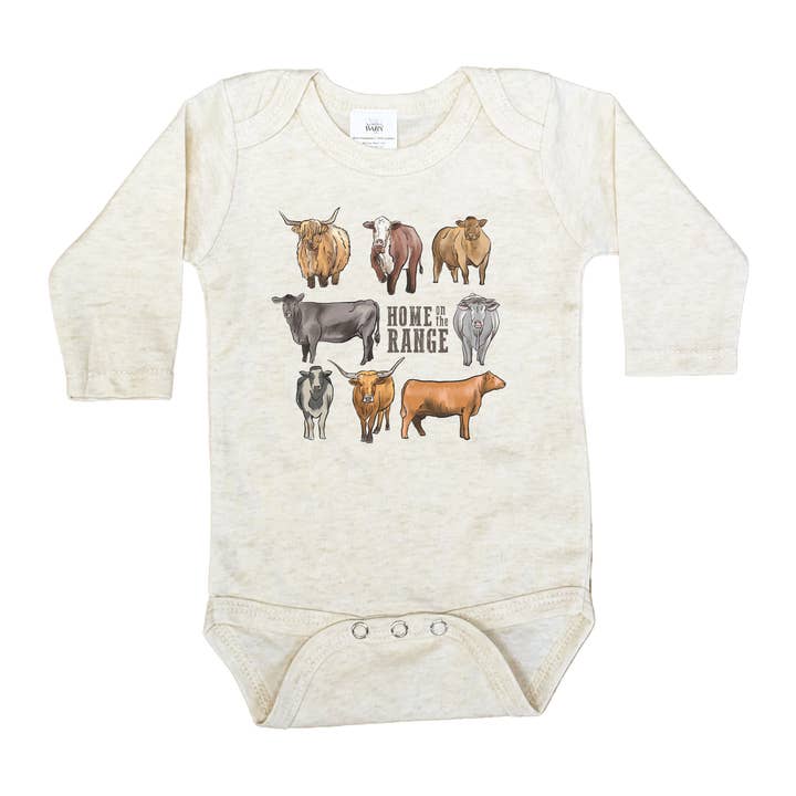 Barefoot Baby - Wholesale Bodysuit (Non-Footed) - Baby - "Home on the Range" Cows Country Western Summer Farm Baby