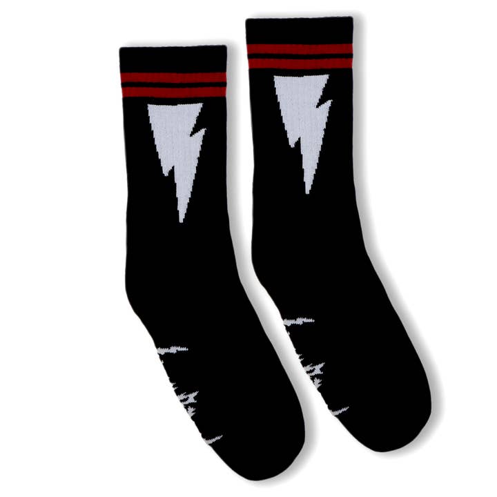 SOCCO - Wholesale Socks - Unisex - SOCCO x Mike Vallely | Big Bolt Crew | Black | Red