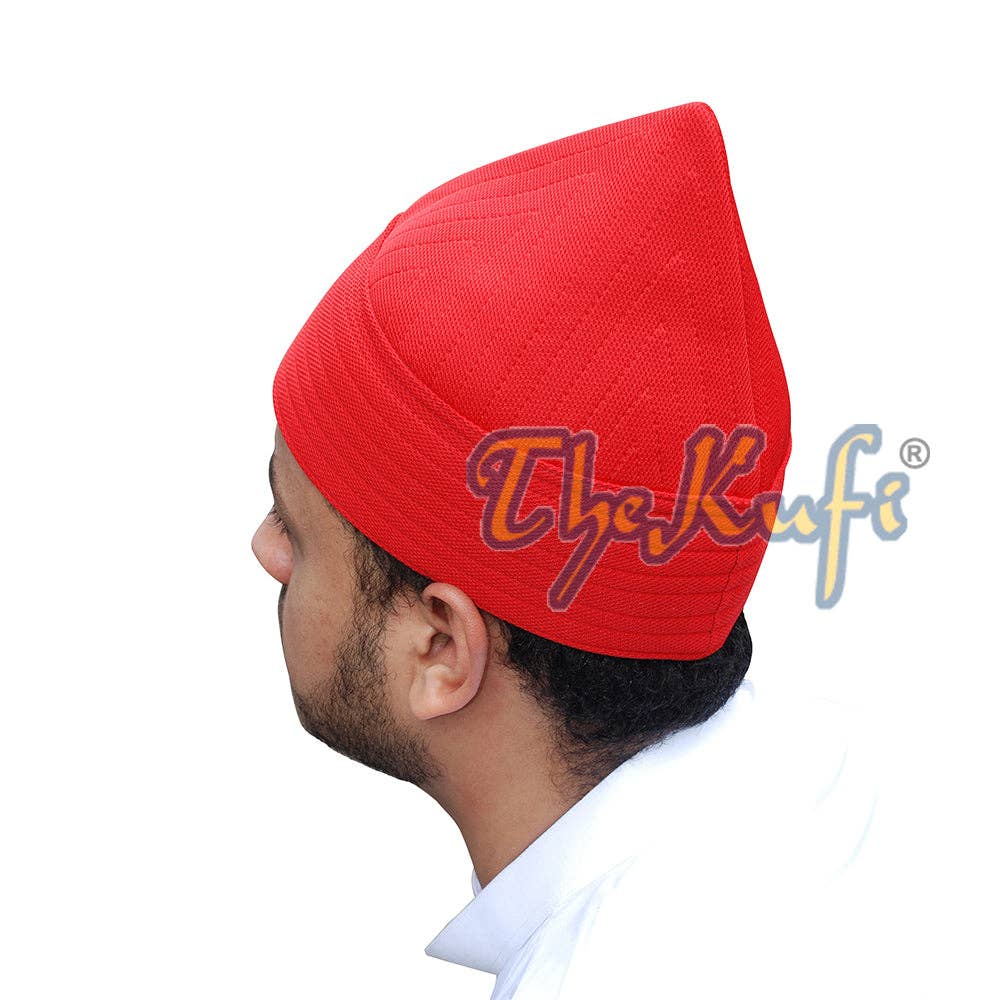 IndoMode - Wholesale Beanie - Heren - Rode semi-stijve zachte handgemaakte hoge Naqshbandi Tariqah Sufi Nakshibendi Kufi-hoed2