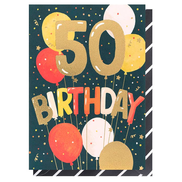 Balões de Aniversário 50 Anos | Cartão de Aniversário Masculino | Cartão de Idade por atacado de Louise Tiler