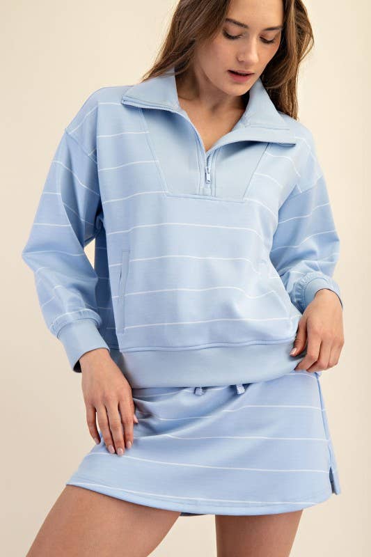 Sunday Morning - Vente Sweat-shirt – femme - T7299PL37 PULL À COL MONTANT À RAYURES ET FERMETURE ÉCLAIR DE GRANDE TAILLE 10