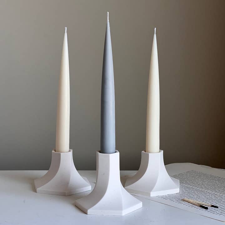 Handmade Soy Wax Taper Candle: Classic Pastel Unscented Dinner Candle for wholesale by Estelle Studio