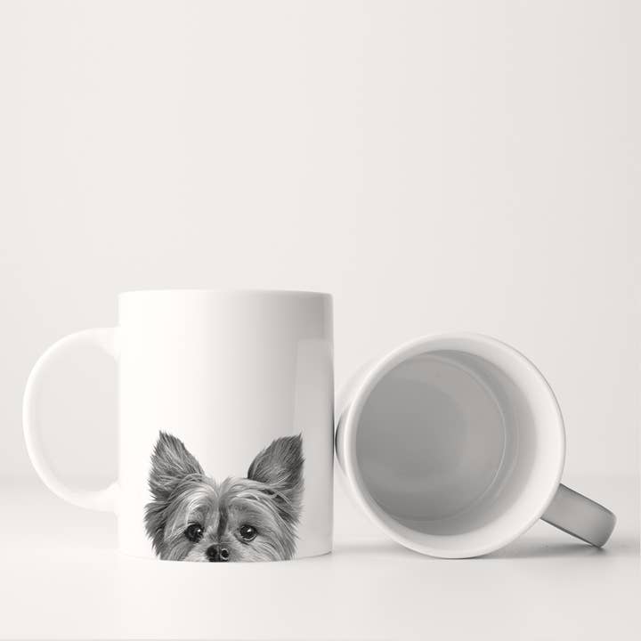 Peeking Yorkie Mug for wholesale by Perkie Prints