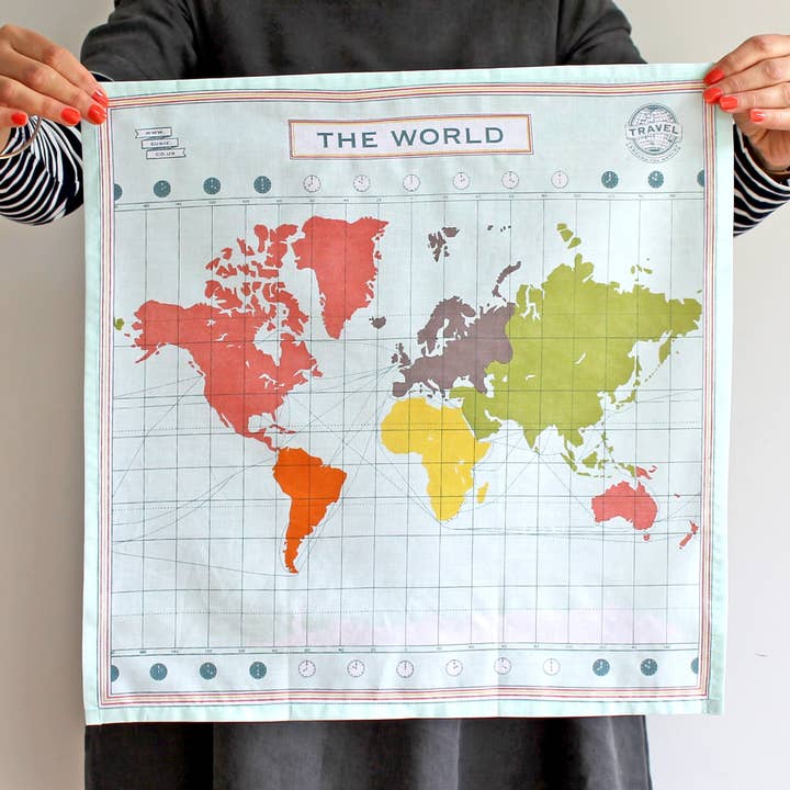 Sukie – Lenço - Unissexo por atacado – Mapa do Mundo Lenço Pocket Square Bandana