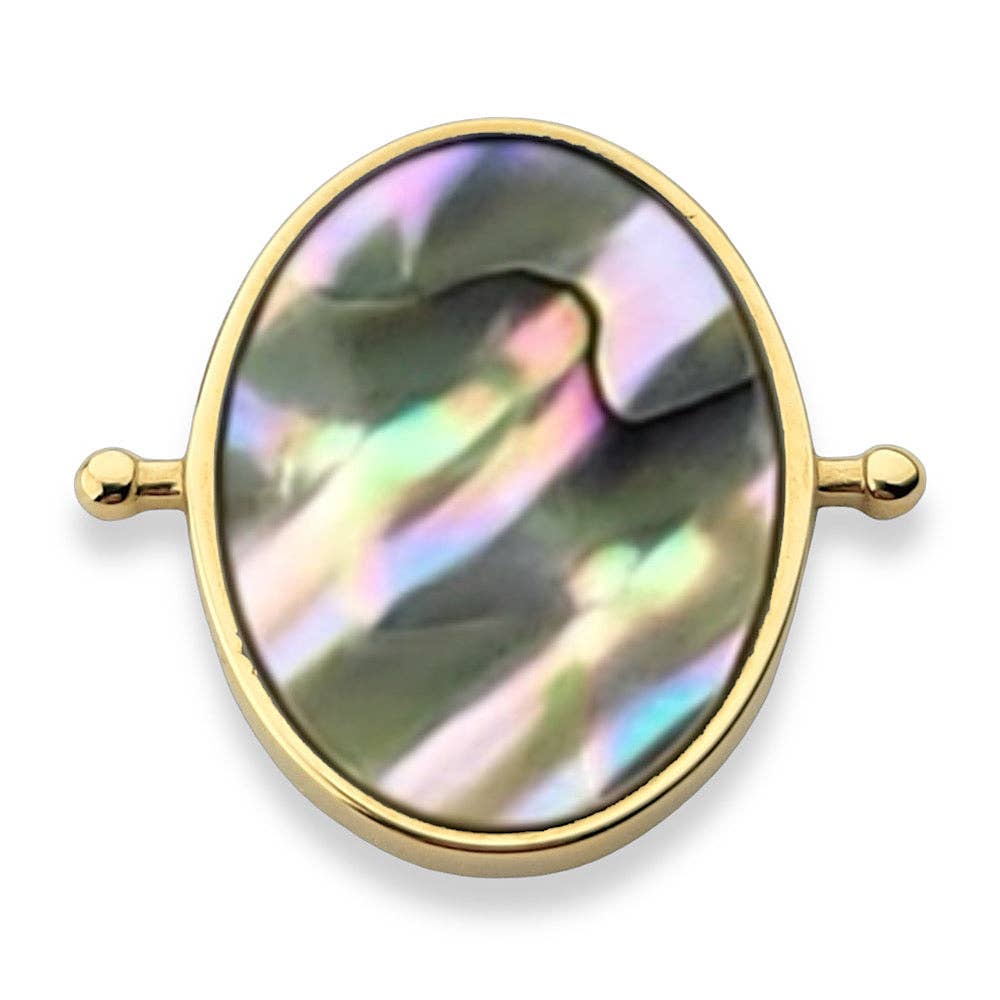 CONQUERing – Anel de cocktail/declaração por atacado – Elemento de cristal oval Abalone Shell3