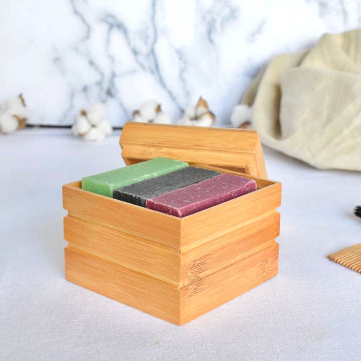 PACKAWIN - Wholesale Bath Soap Dish - Bamboo soap dish with lid for travel