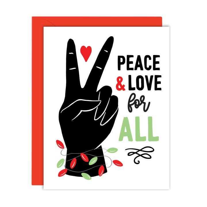 Peace & Love for All - Holiday Card - Size A2 for wholesale by Lucy Loves Paper