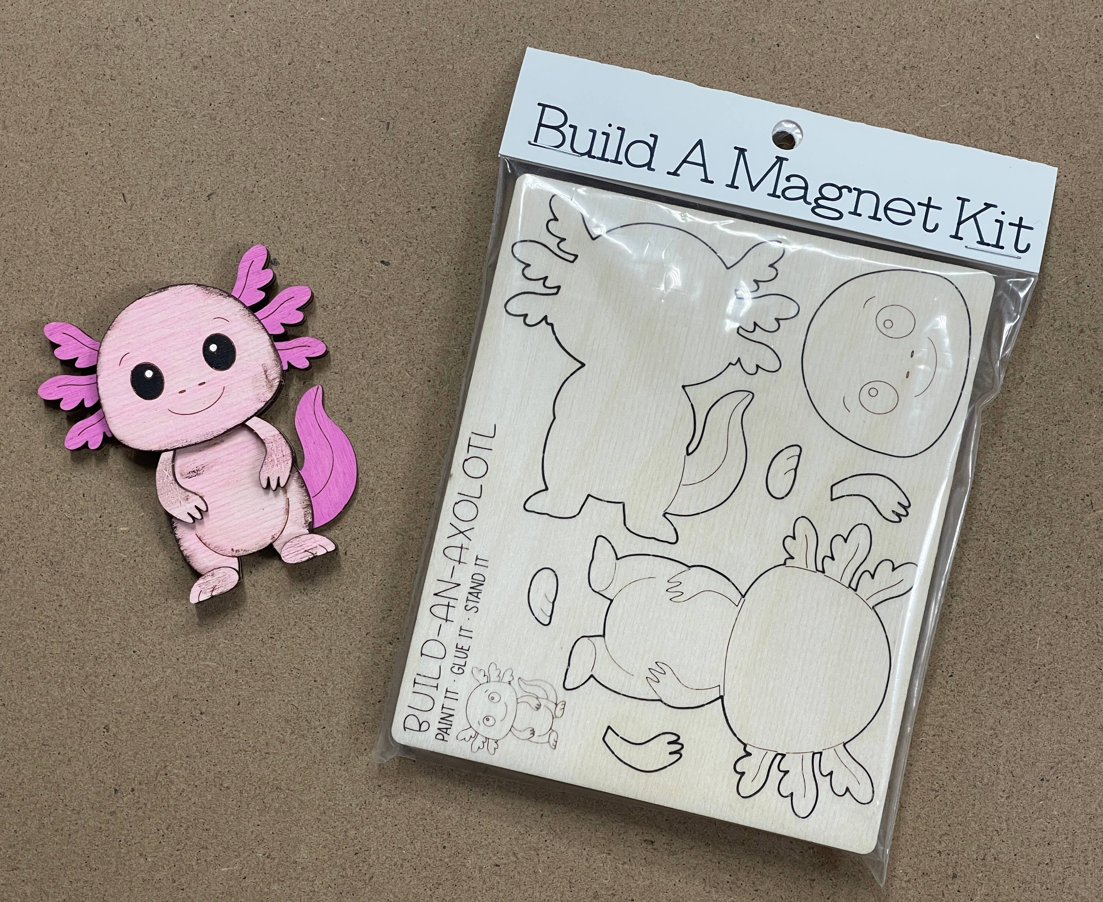 Reclaimed Woodworks Home Decor – wholesale DIY-pysselkit – Gör-det-själv Bygg ett Axolotl-magnetkit MYTISKT HANTVERKSKIT4