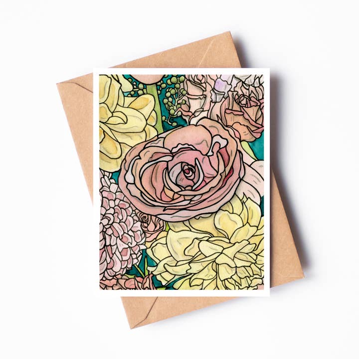 ”Floral #3" Handgjorda anteckningskort för wholesale av PinkPolish Design