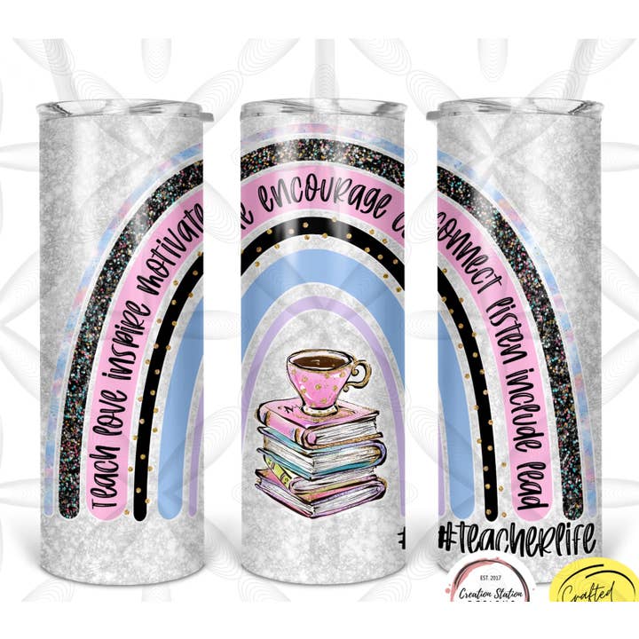 Teacher Life Rainbow - Gobelet de 20 oz pour la vente par Crafted in the Loo, LLC